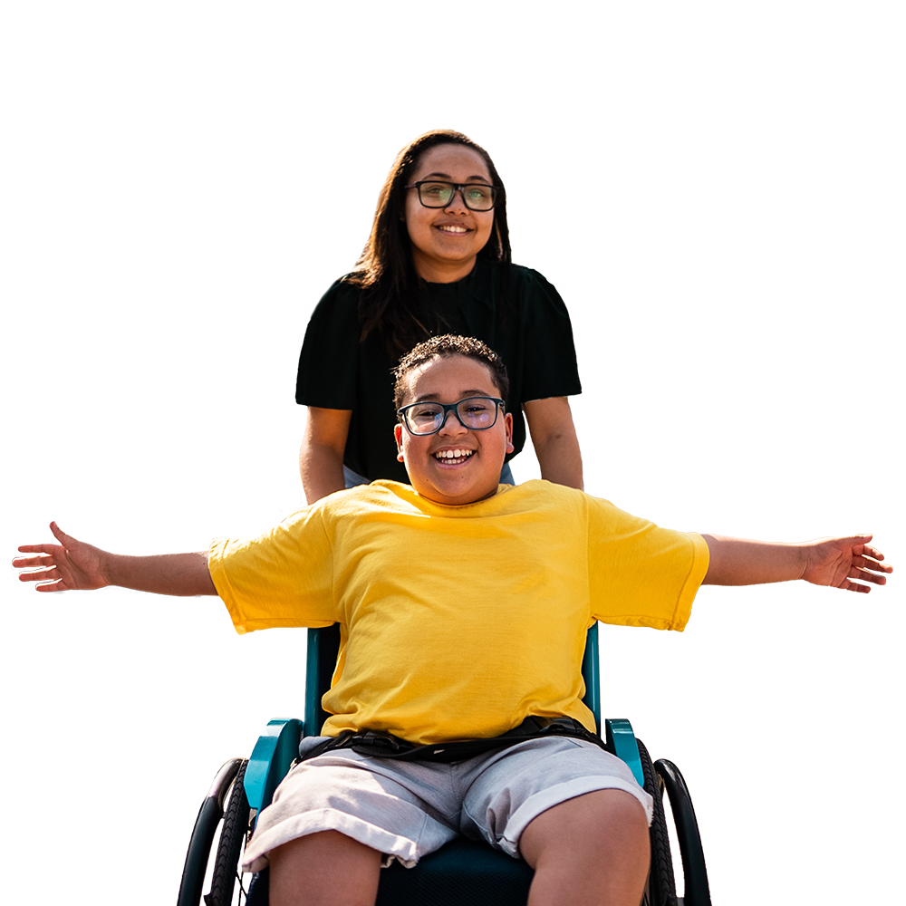 Happy person in wheelchair