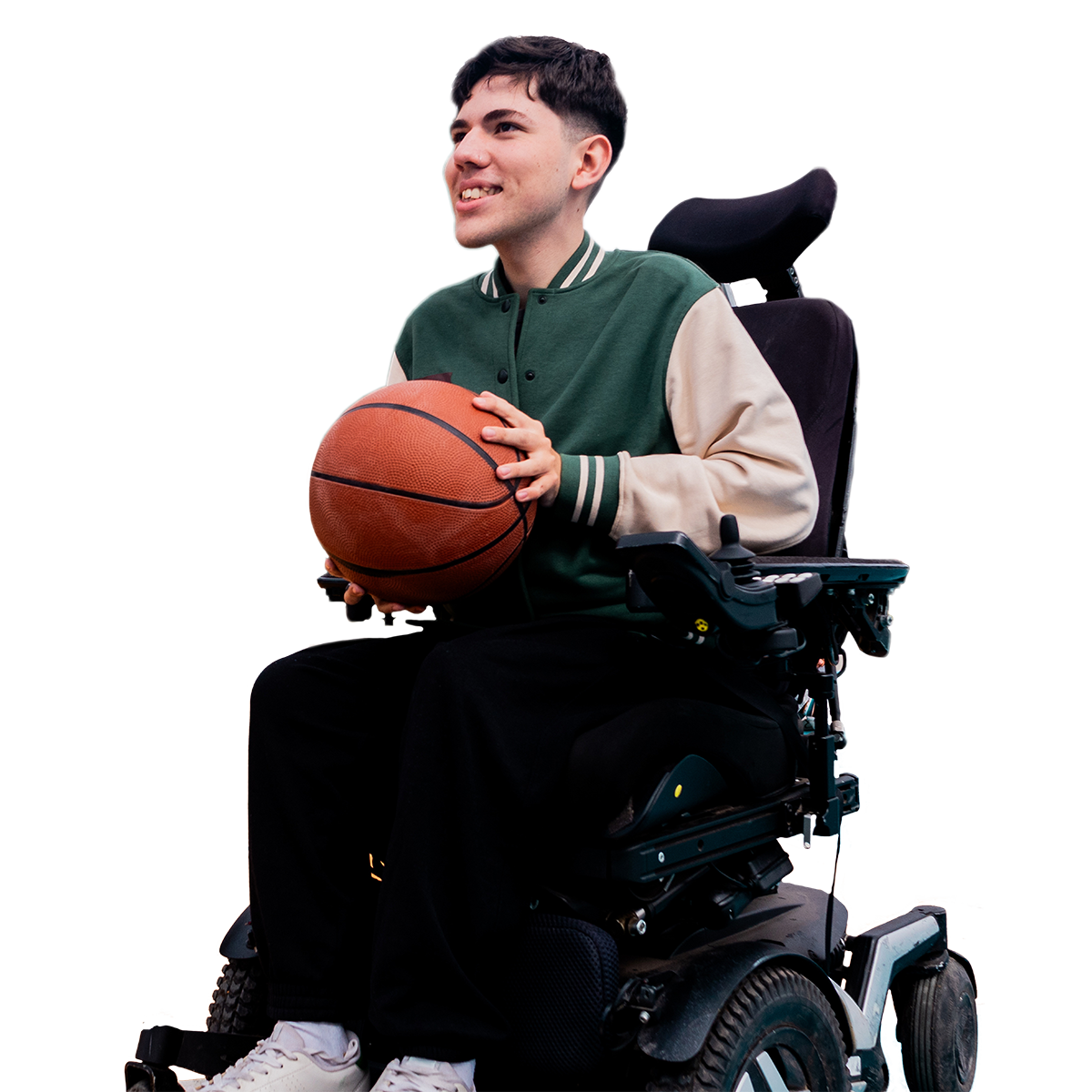 Man in wheelchair playing basketball